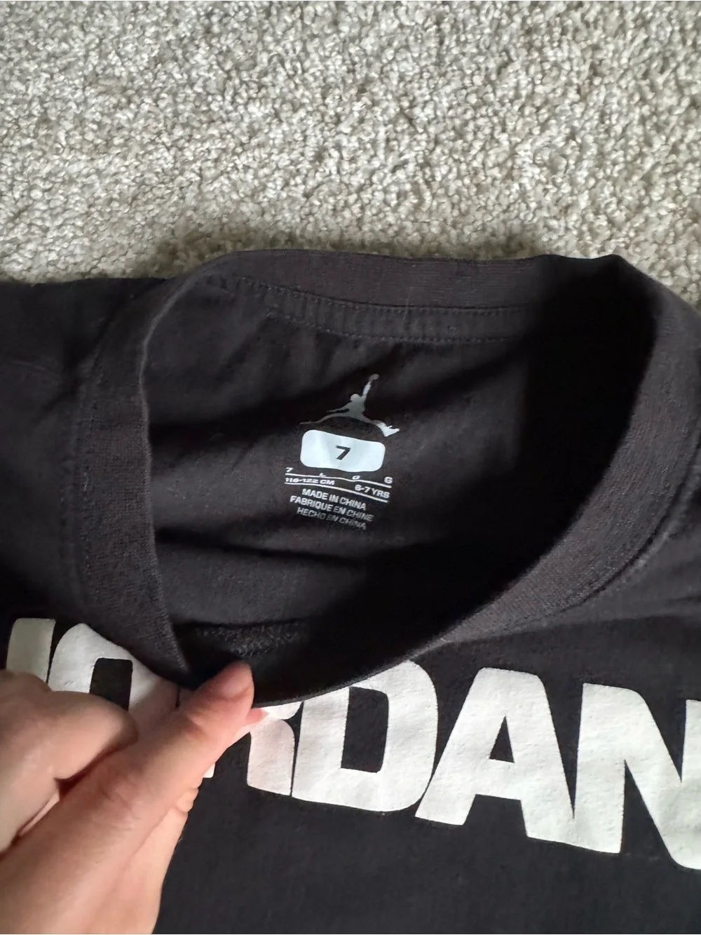 Boys' Jordan Black Tee with White Logo
